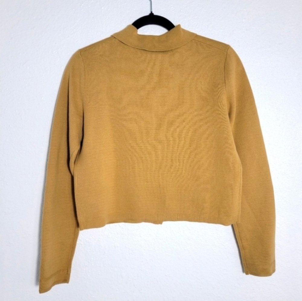 J. CREW Cropped Patch Pocket Lady Jacket Cardigan Sweater Honey Brown Large NWT - Picture 5 of 8